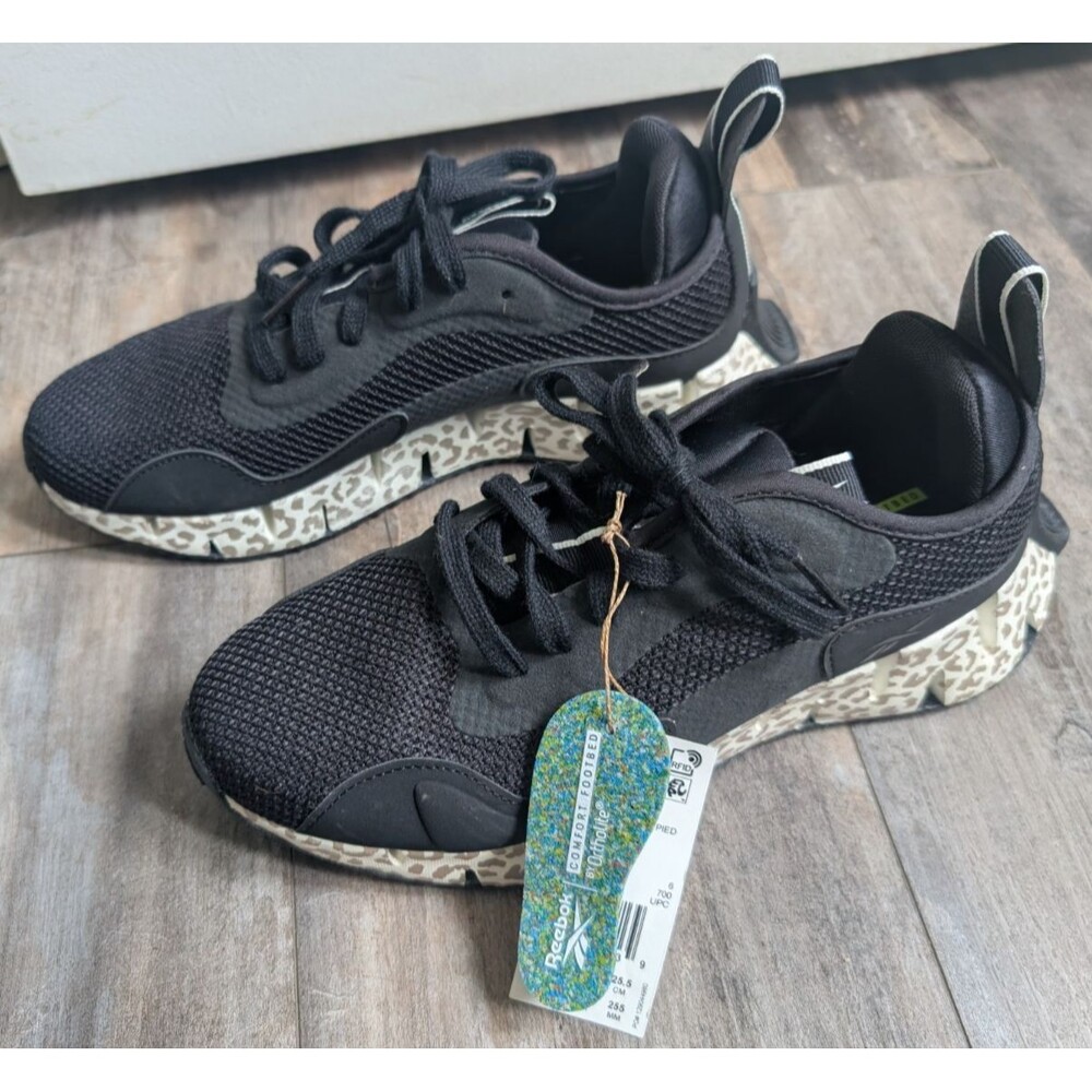 NEW Reebok Womens Zig Dynamica GV8806 Black Leopard Print Sneakers Size 8.5
